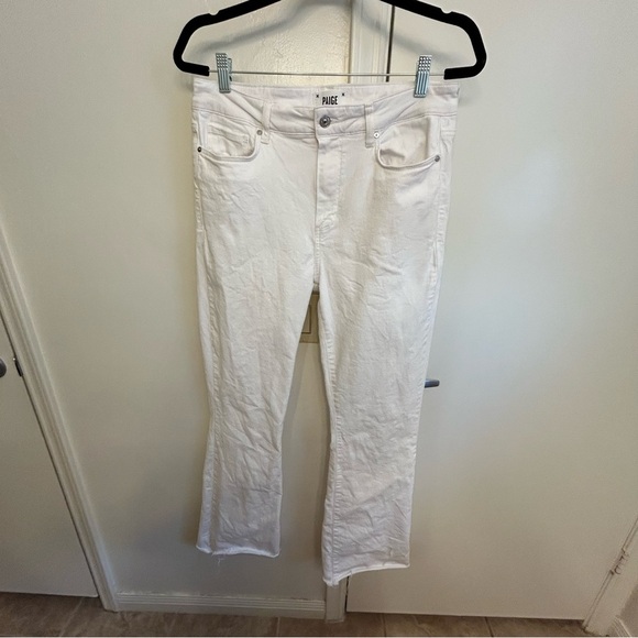 PAIGE White Laurel Canyon High Rise Flare Bootcut Jeans Size 30 Raw Hem - Picture 4 of 12